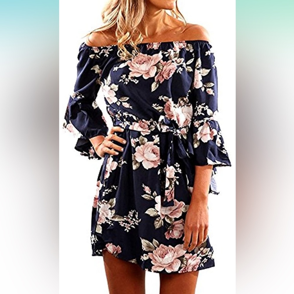 Floral off the shoulder dress- Medium